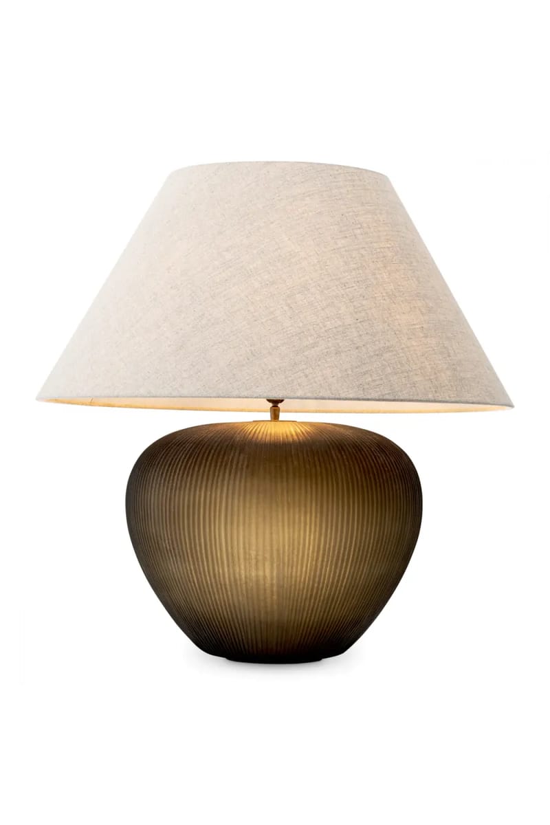 Luxury Stone Finish Table Lamp with Handblown Base