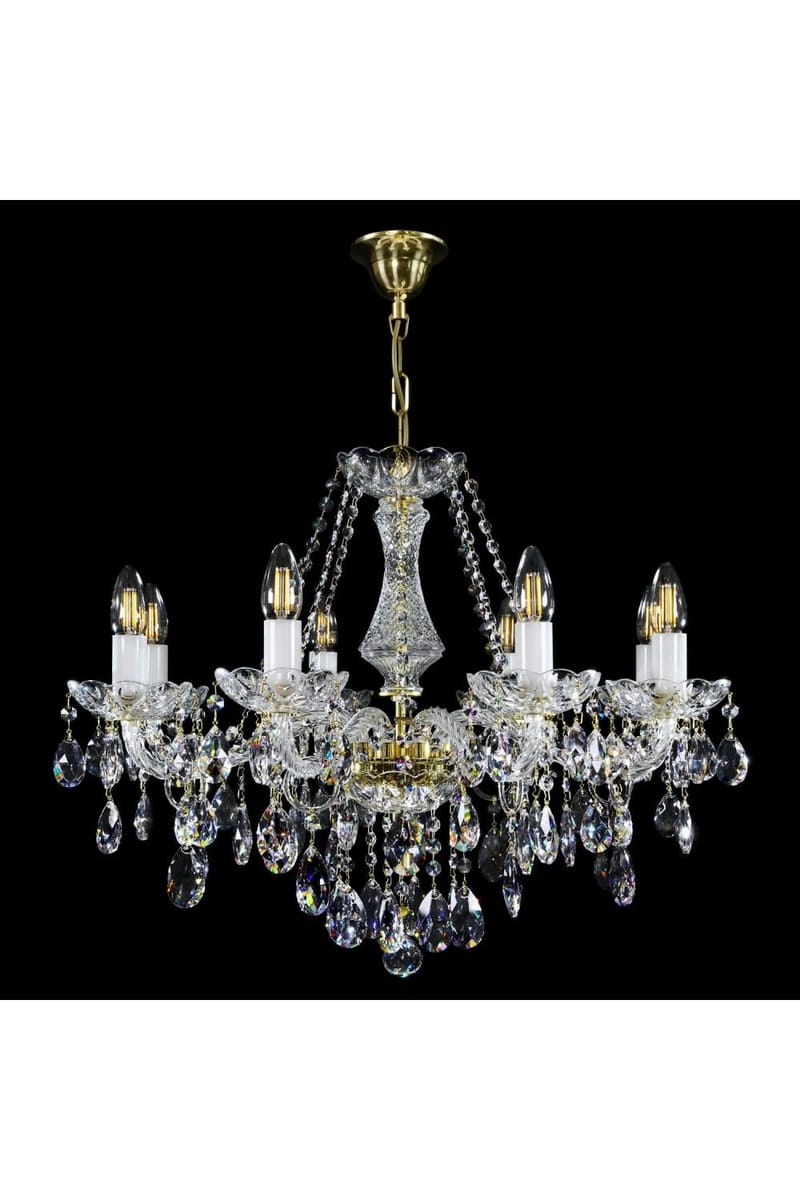 Grand 8-Light Luxury Crystal Kronleuchter mit poliertem Messing Finish