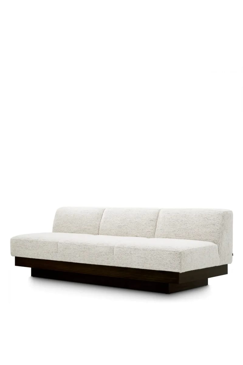 Luxury Charcoal Veneer Base Seashell Off-White Sofa