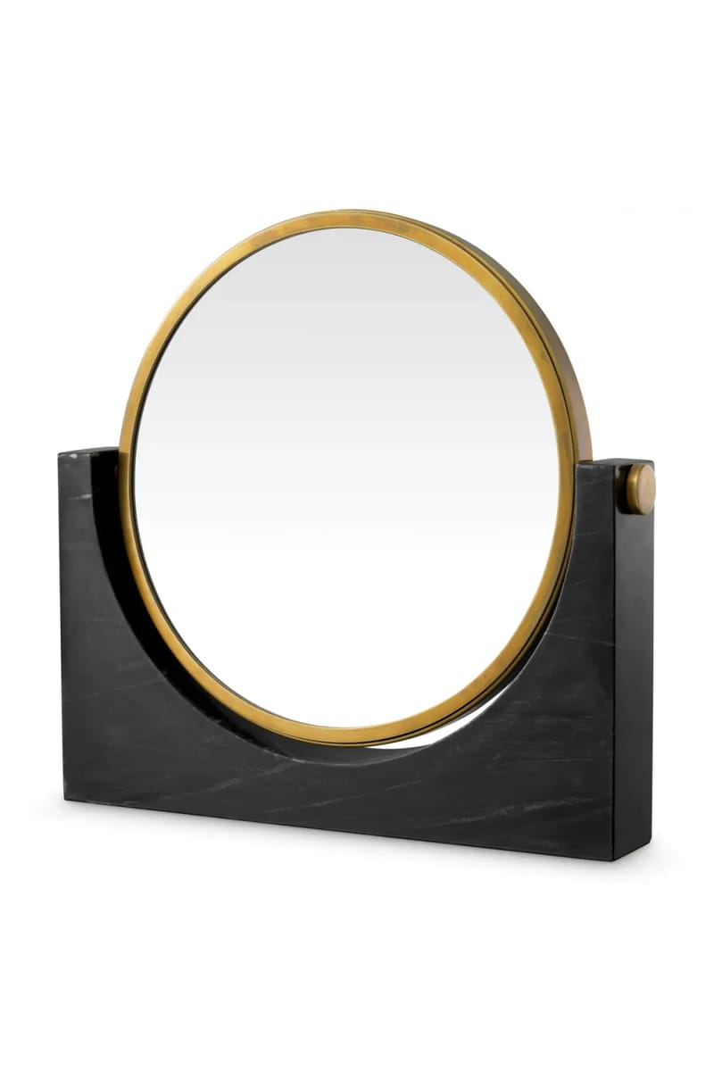 Noir Marmor Tischspiegel - Vintage Messing Eleganz