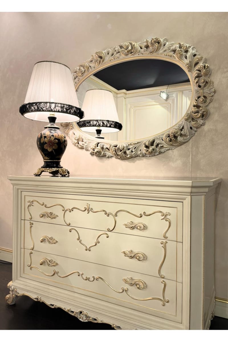 Majestic Ivory Gold Chest of Drawers – Luxury Dresser with Emperador Gold Ceramic Top