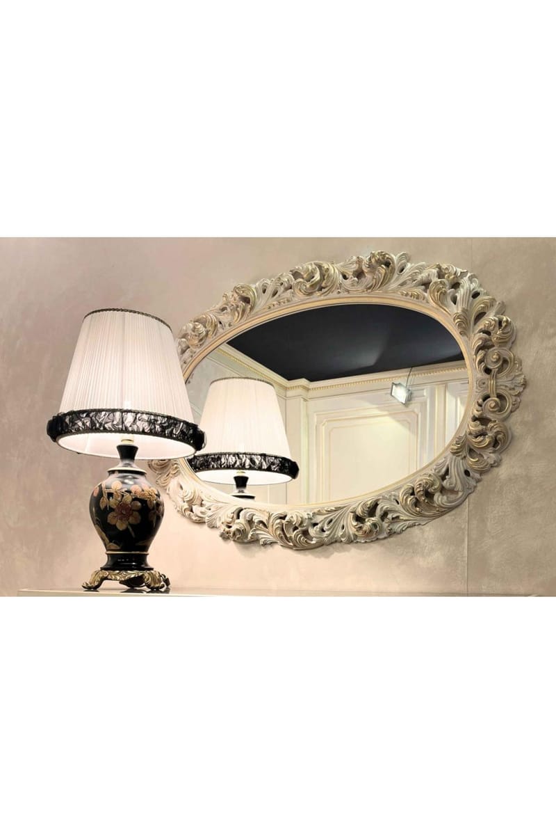 Imperial Ivory Carved Mirror – Luxury Wall Mirror with Gold Detailing