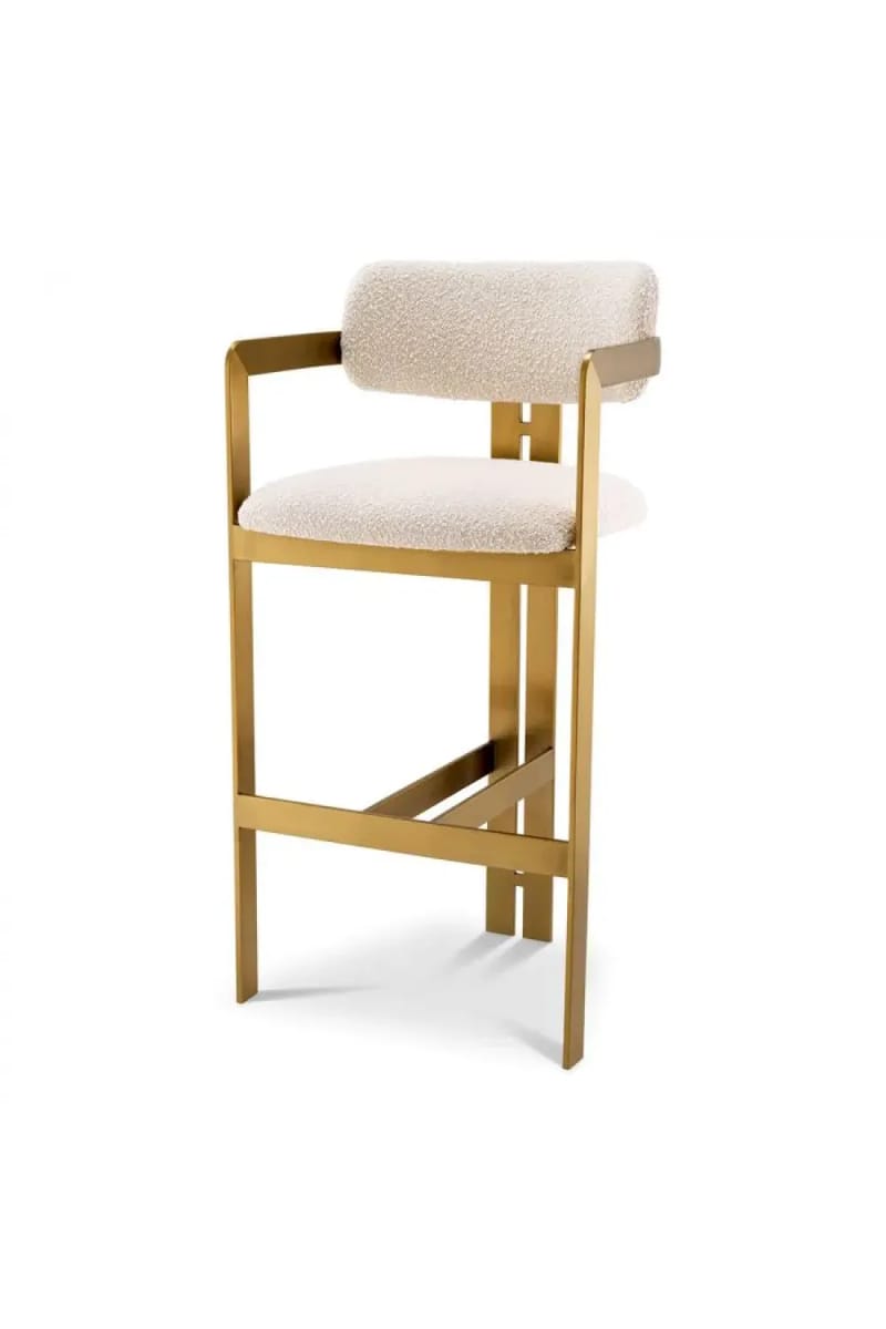 Royal & Exclusive Premium Bar Stool – Curved Back with Brass Detailing