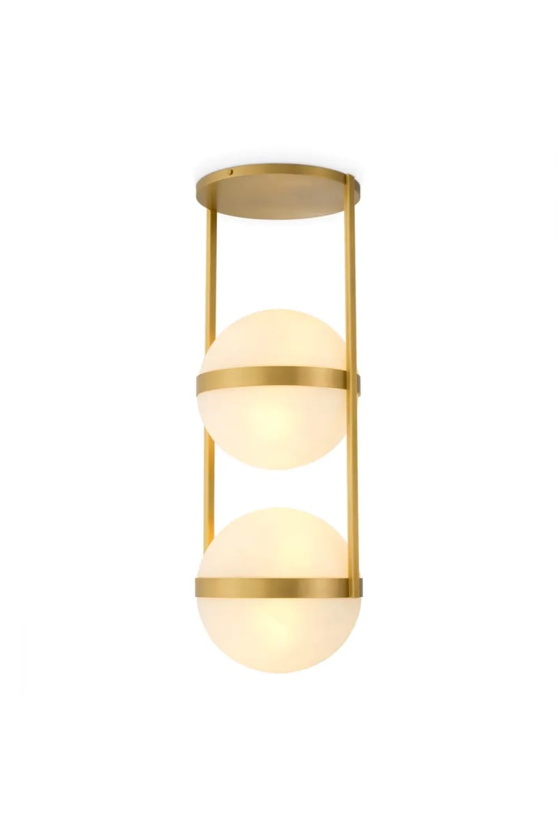 Ceiling Lamp Dover – Antique Brass Finish with White Glass Globes