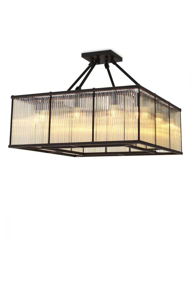 Ceiling Lamp Bernardi Square – Bronze Highlight Finish with Vintage Glass