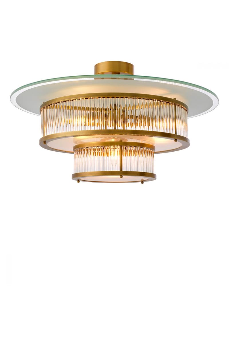 Antique Brass Ceiling Lamp with Clear & White Glass Finish
