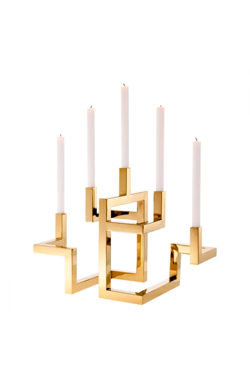 Modern Skyline Candle Holder – Brass Finish Brilliance