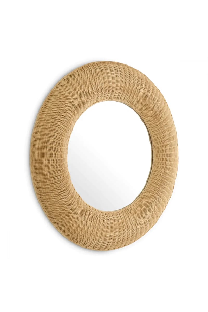 Luxury Round  Natural Rattan Handwoven Mirror