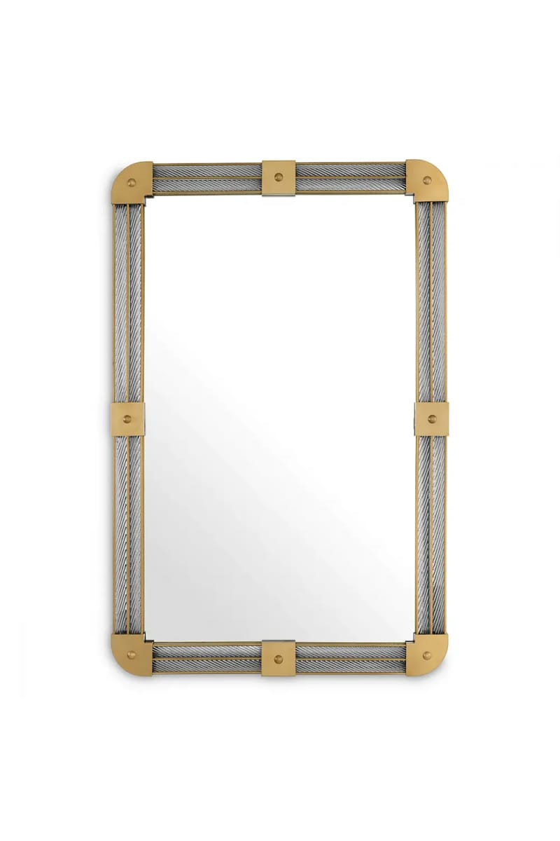 Luxury Golden Soft Cornered Rectangular Wall Mirror