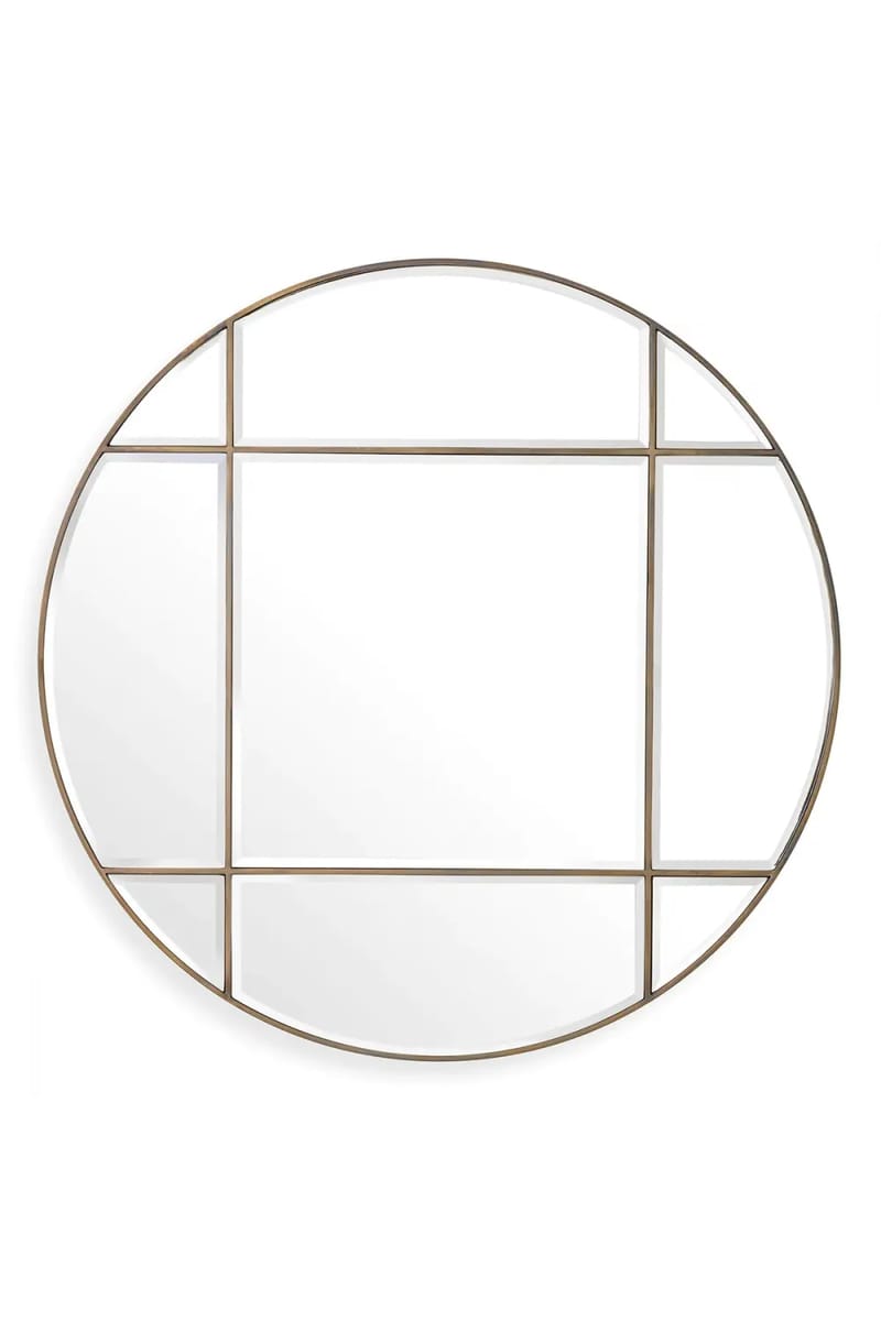 Luxury Vintage Brass & Bevelled Glass Round Mirror