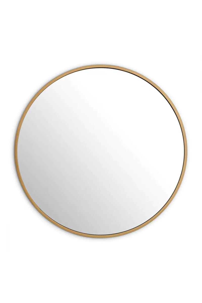 Luxury Brushed Brass Finish Round Mirror