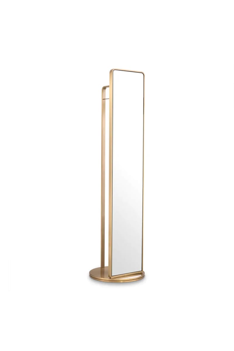 Luxury Brass Finish Floor Mirror with Coatrack