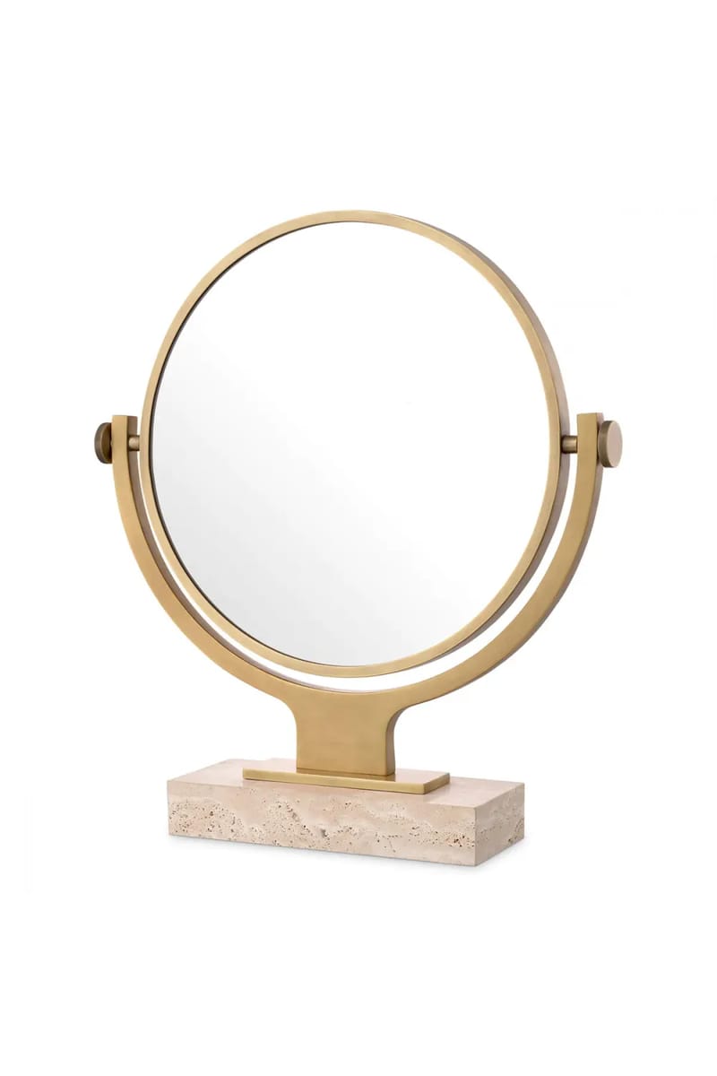 Luxury Brass Finish Oval Shaped Table Mirror