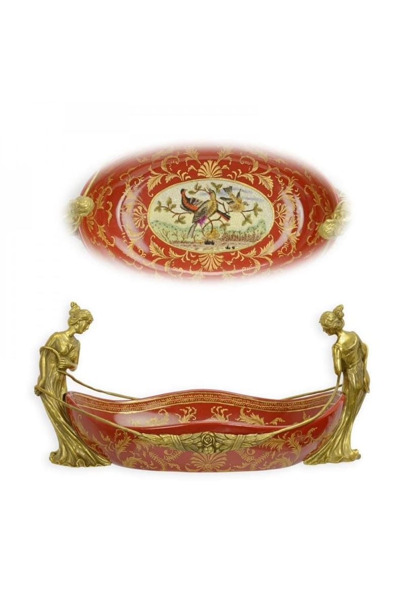 Luxury Ornate Bronze Mounted Porcelain Centerpiece Bowl