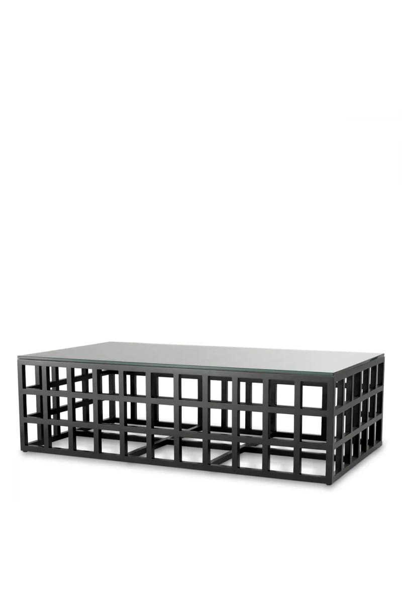 Luxury Classic Black & Glass Finish Coffee Table