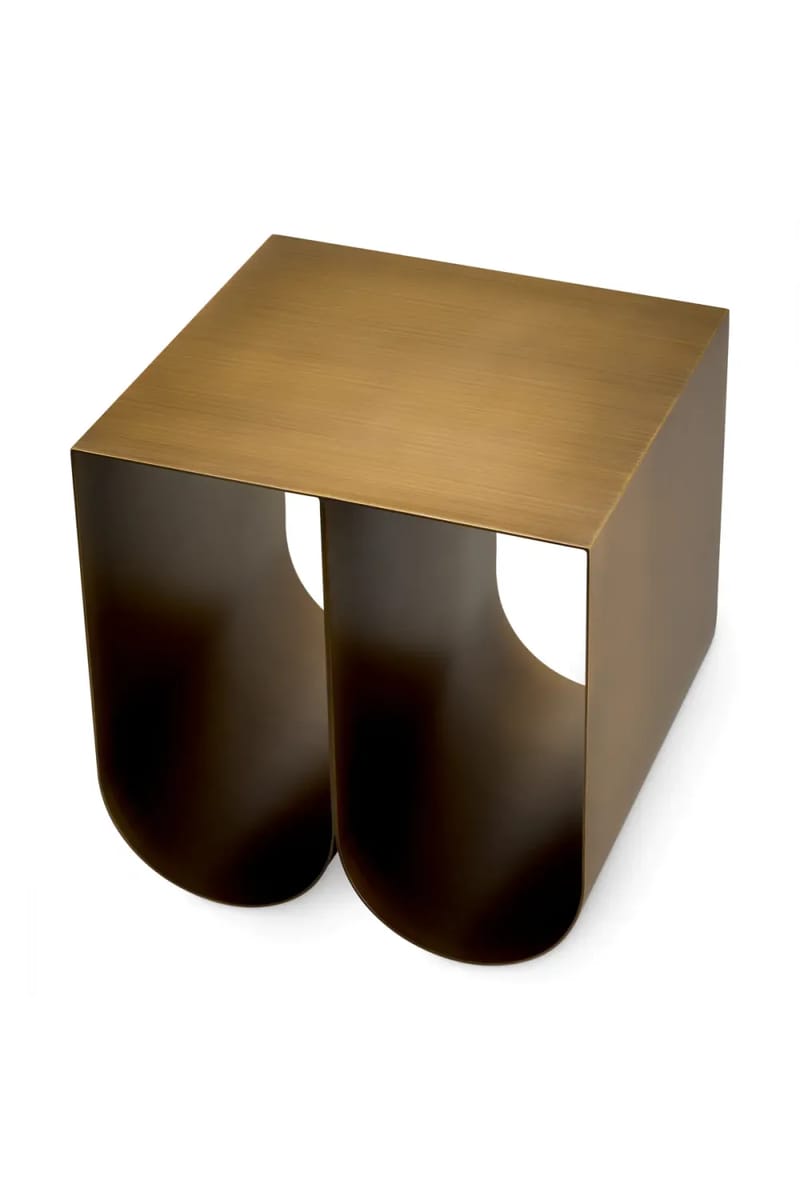 Luxury Brass Finish Rectangular Side Table