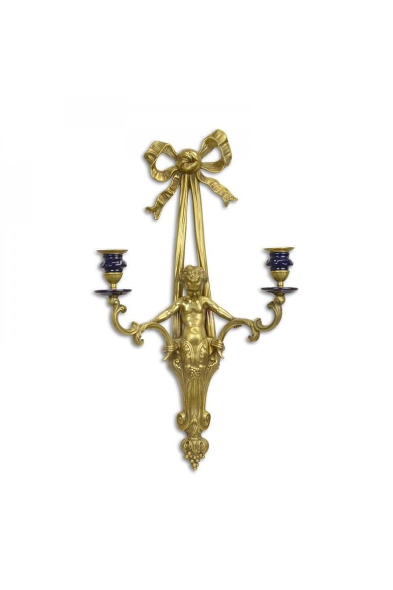Luxury Porcelain Mounted Bronze Wall Applique