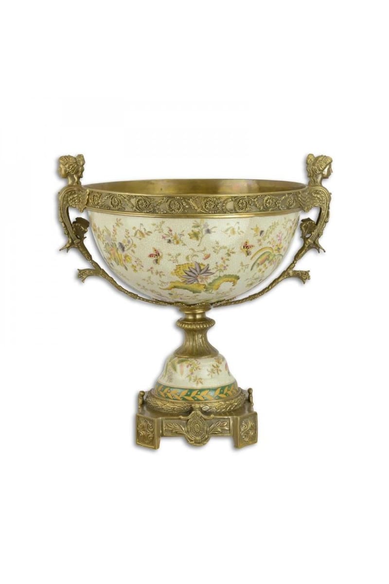 Luxury Bronze Mounted Porcelain Pedestal Bowl