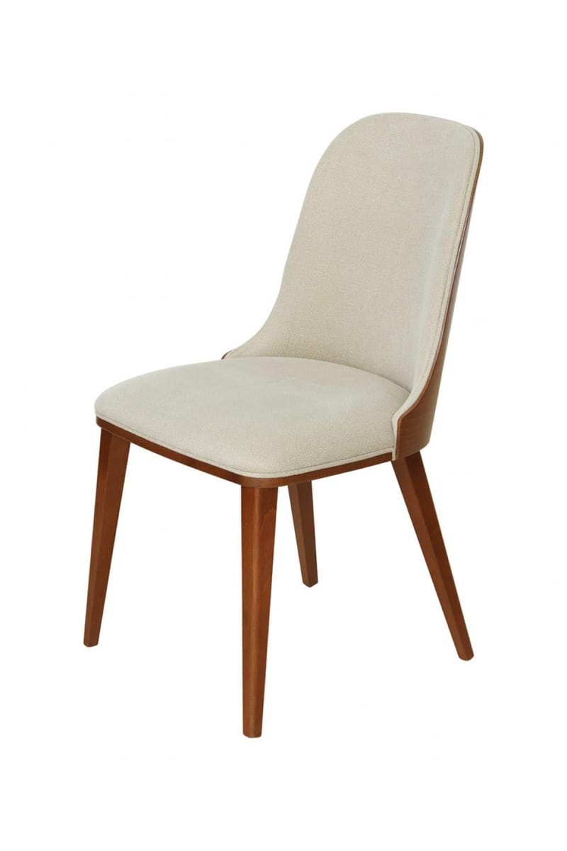 Luxury Beige Upholstered Wooden Dining Chair with Tapered Legs