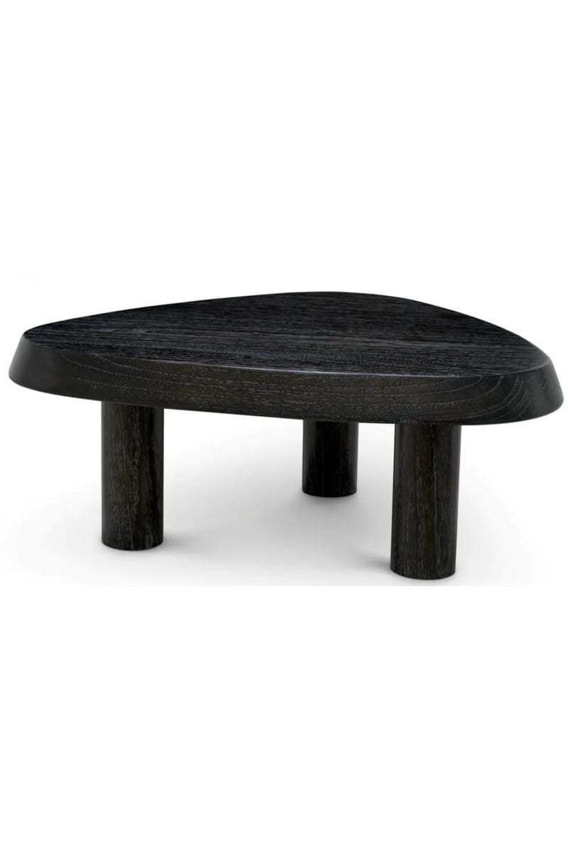 Luxury Oak Veneer Pebble Shape Triangular Wooden Coffee Table