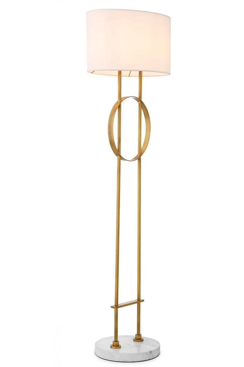 Luxury Geometric Line Floor Lamp with Antique Brass Base