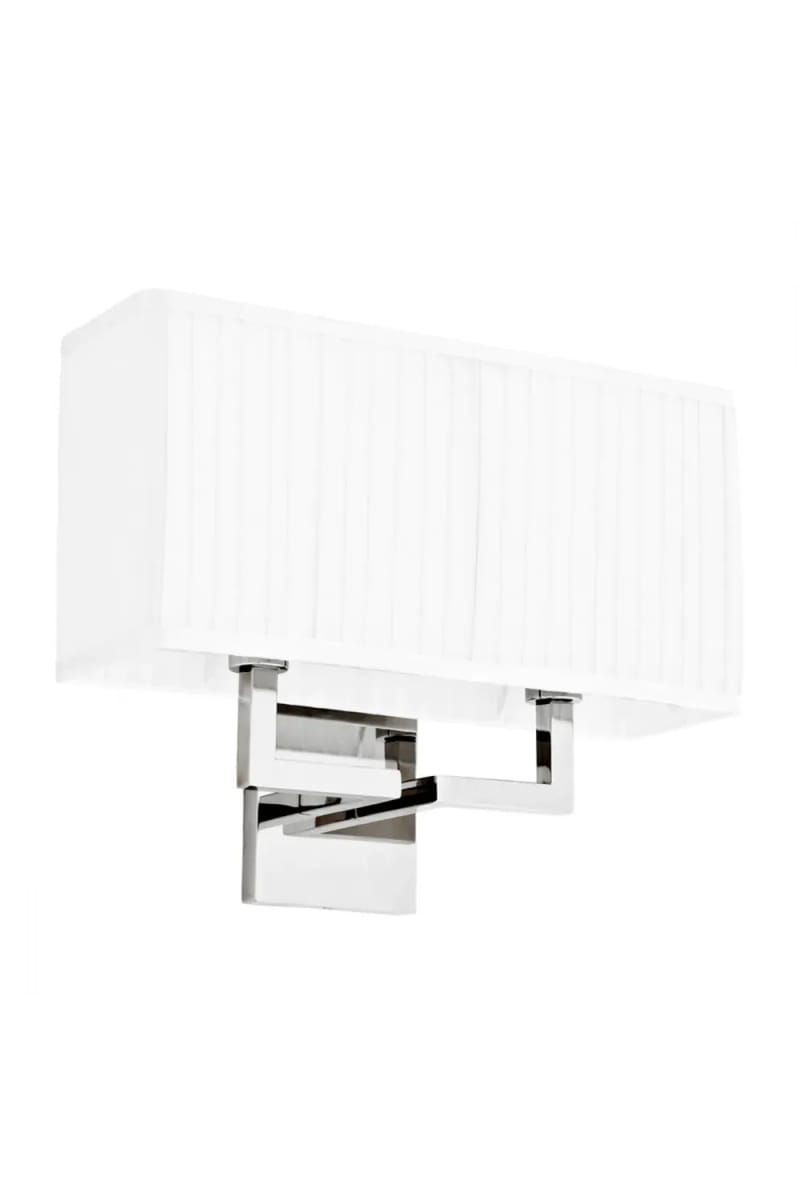 Luxury Nickel Finish Wall Lamp with Pleated White Shade