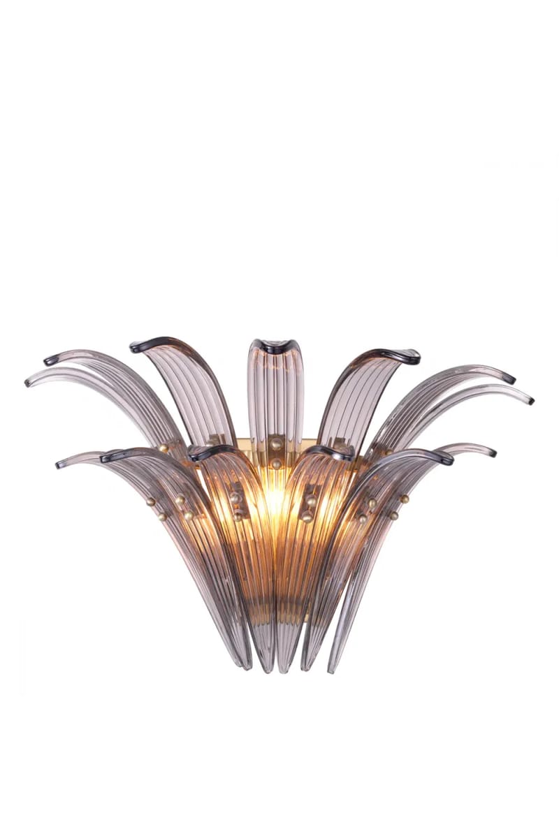 Luxury Tropical Treetop Design Wall Lamp in Smoke Glass