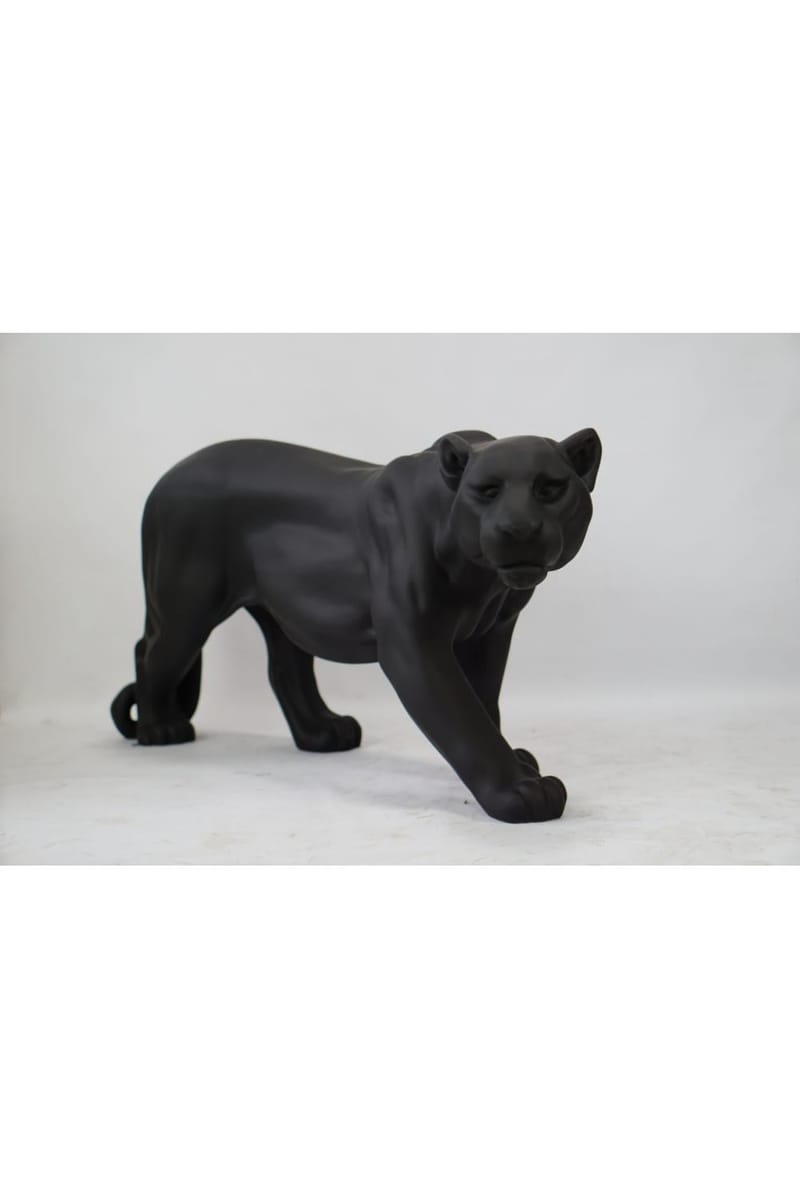 Luxuriöse Stehende Schwarze Panther Skulptur in zeitgenössischer Schwarzer Matte Ausführung