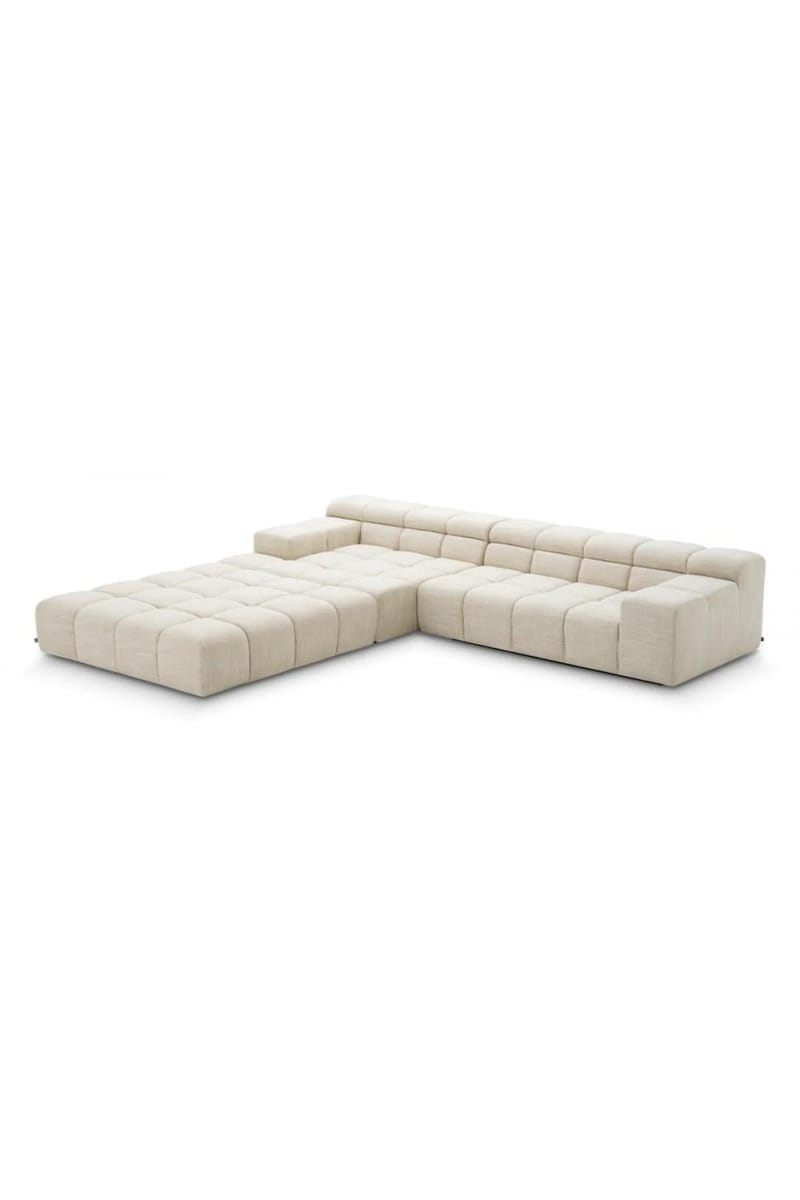 Luxury Modular Right Beige Sofa with Black Base