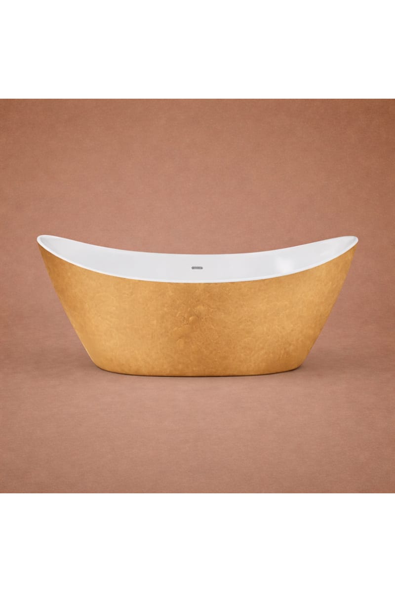 Luxury Gold Effect Double Ended Freestanding Acrylic Bathtub – 173.5 CM