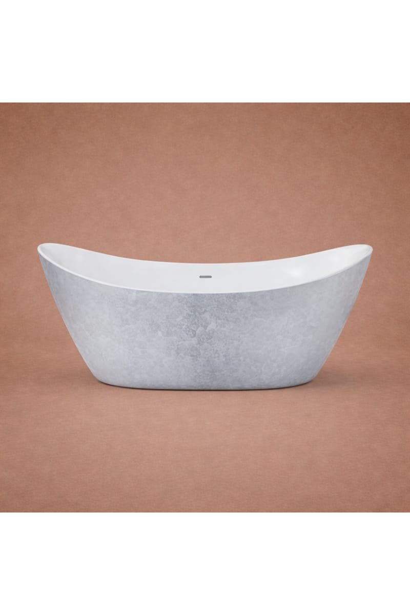 Luxury Stainless Steel Effect Double Ended Freestanding Acrylic Bathtub – 173.5 CM