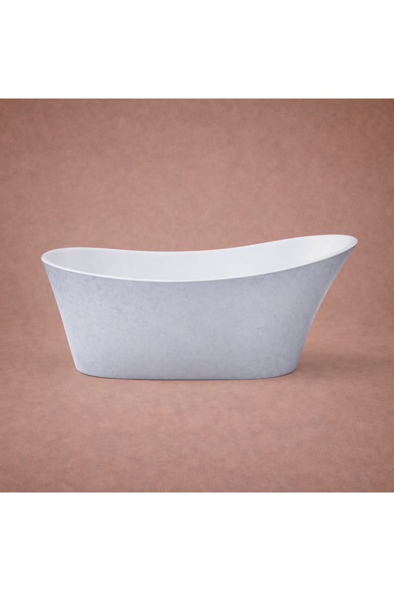 Luxury Stainless Steel Effect Single Ended Freestanding Acrylic Bathtub – 170.5 CM