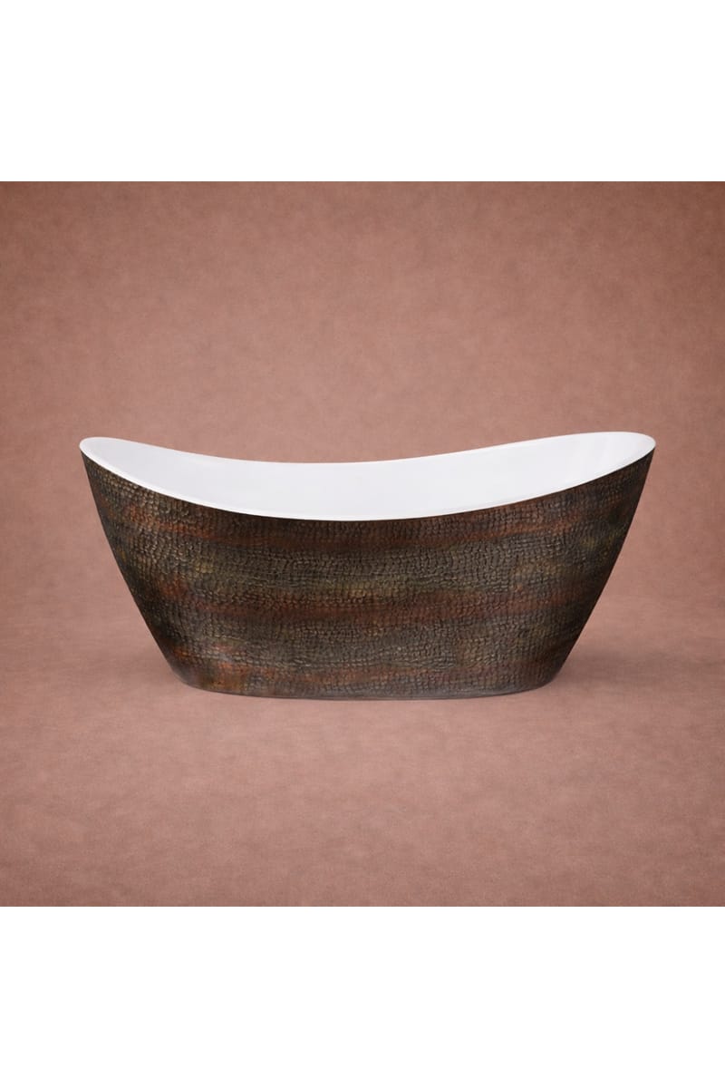 Luxury Double Ended Freestanding Acrylic Bathtub in Crocodile Leather Effect Finish – 173.5 CM