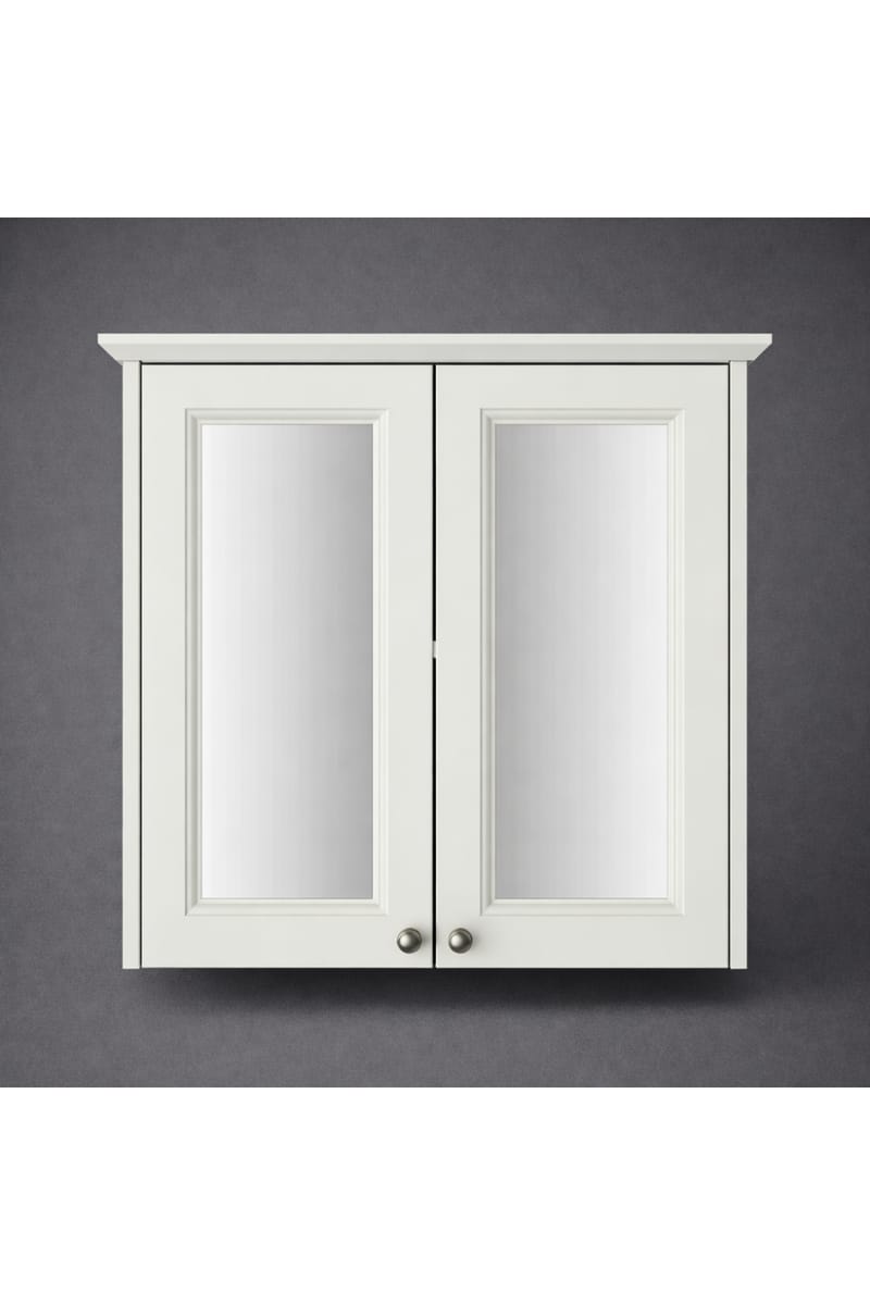 Luxury Chantilly Finish Double Door Mirror Wall Cabinet in Classic White Color – 64 CM