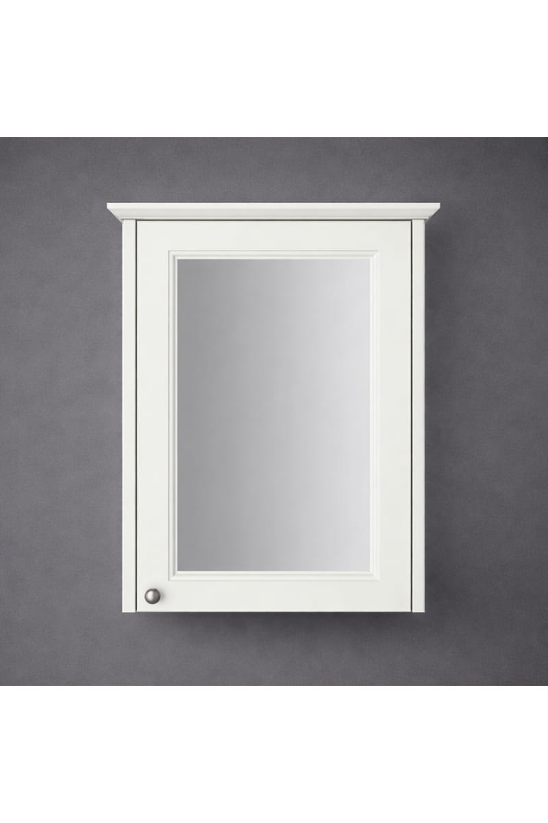 Luxury Chantilly Finish Single Door Mirror Wall Cabinet in Classic White Color – 50 CM
