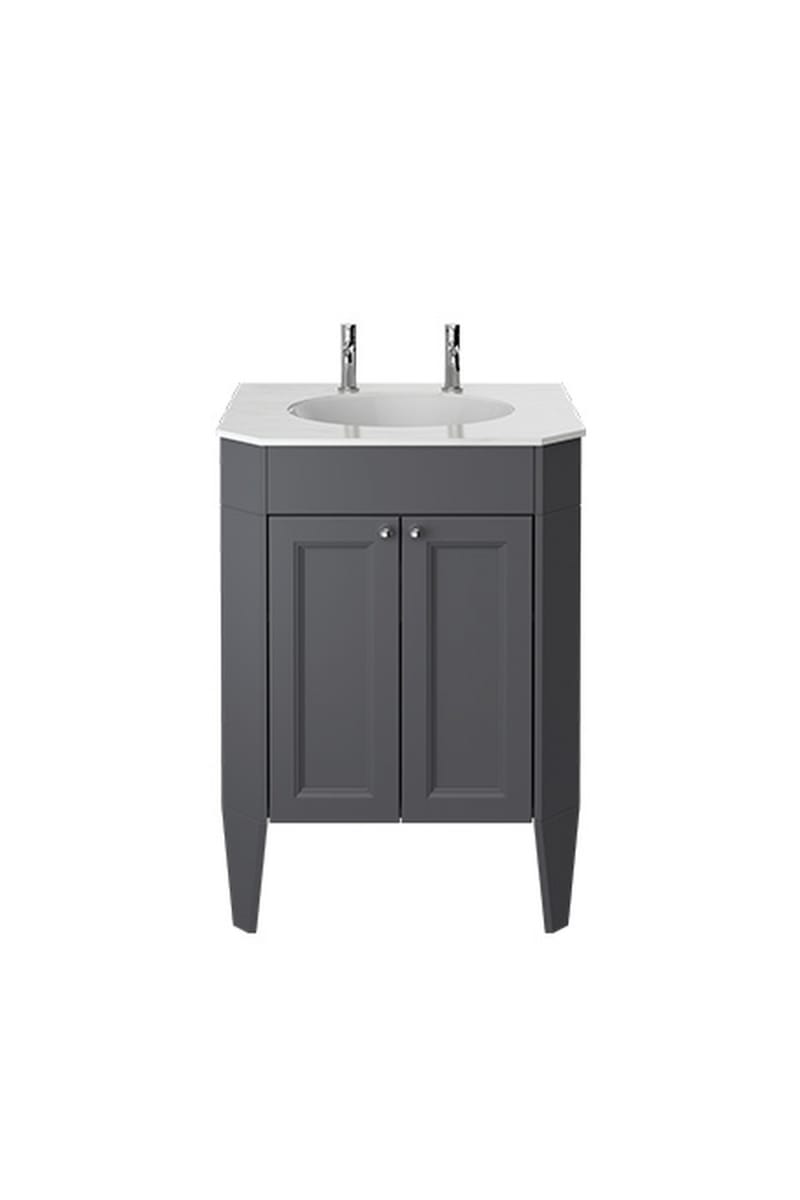 Luxury Graphite Finish Freestanding Double Door Vanity Unit – 63 CM