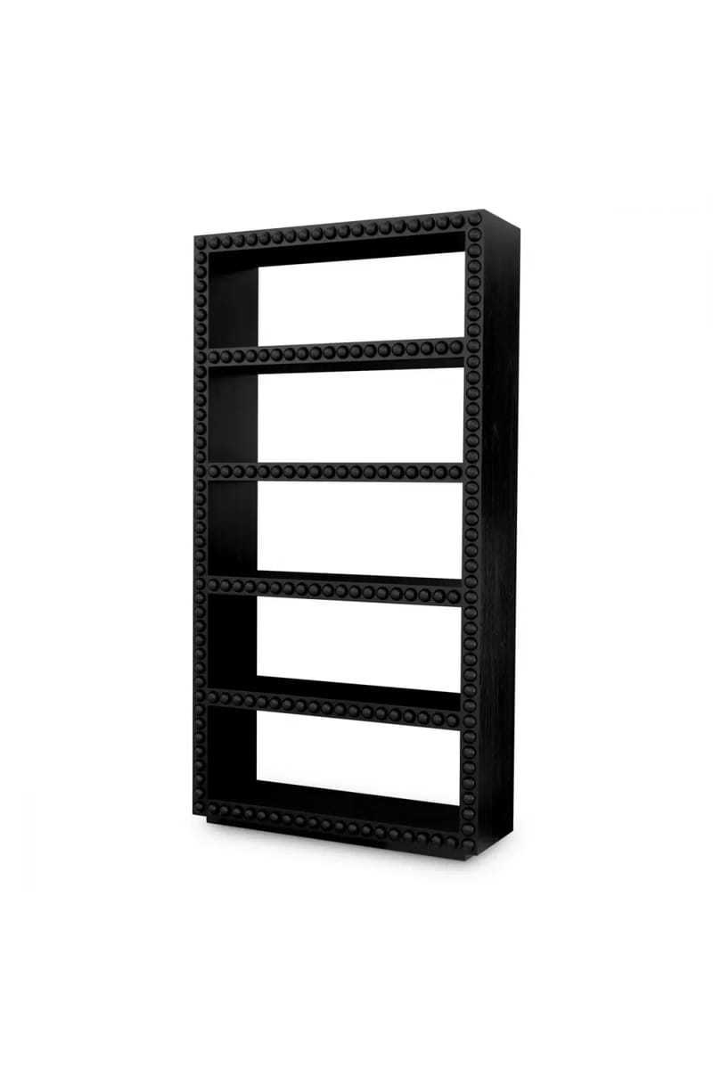 Luxury Solid Wood Display Cabinet in Classic Black Finish
