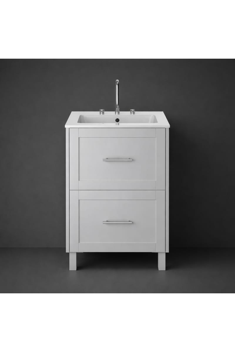 Luxury Freestanding Two Drawer Vanity Unit in Dove Grey Finish – 60 CM
