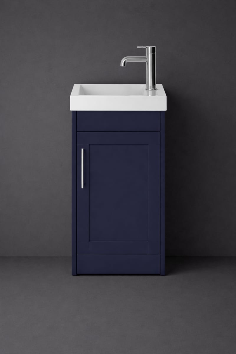 Luxury Wall Hung Single Door Cloakroom Unit in Midnight Blue Finish – 40 CM