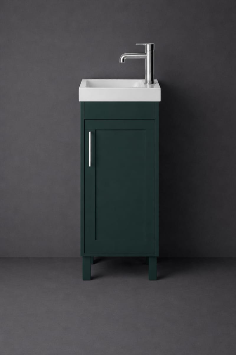 Luxury Freestanding Single Door Cloakroom Vanity Unit in Classic Green Finish - 40 CM