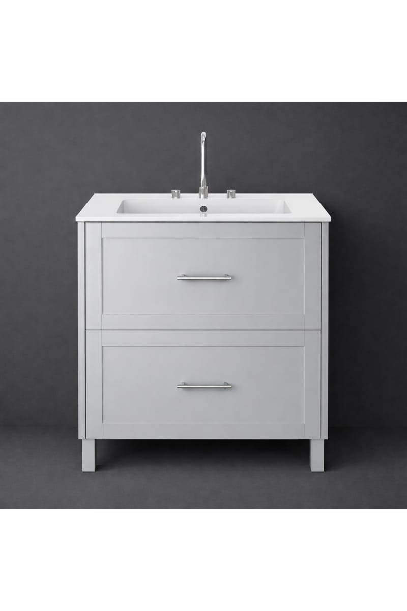 Luxury Dove Grey Finish Freestanding Two Drawer Vanity Unit – 80 CM