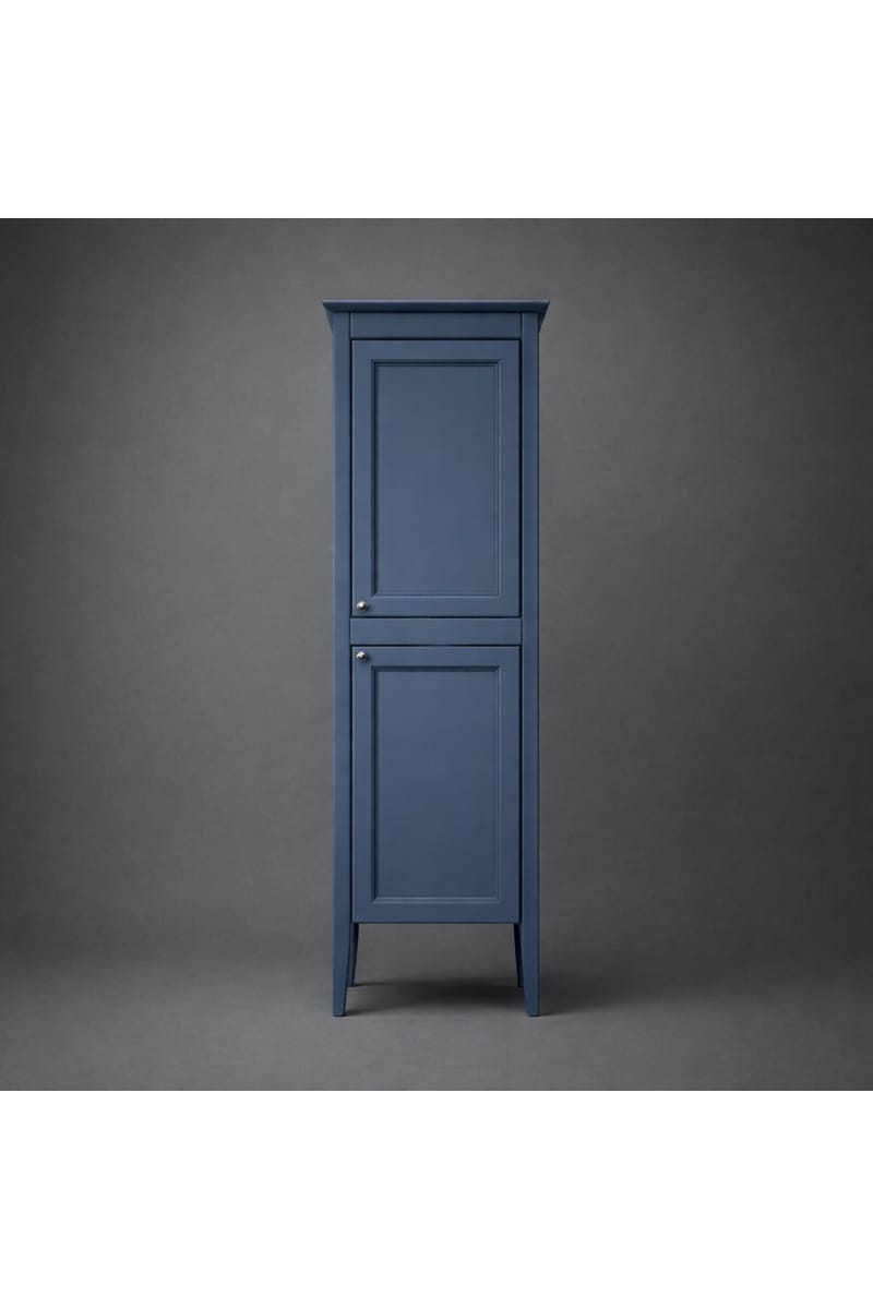 Luxury Maritime Blue Finish Freestanding Double Door Tall Cabinet – 50 CM