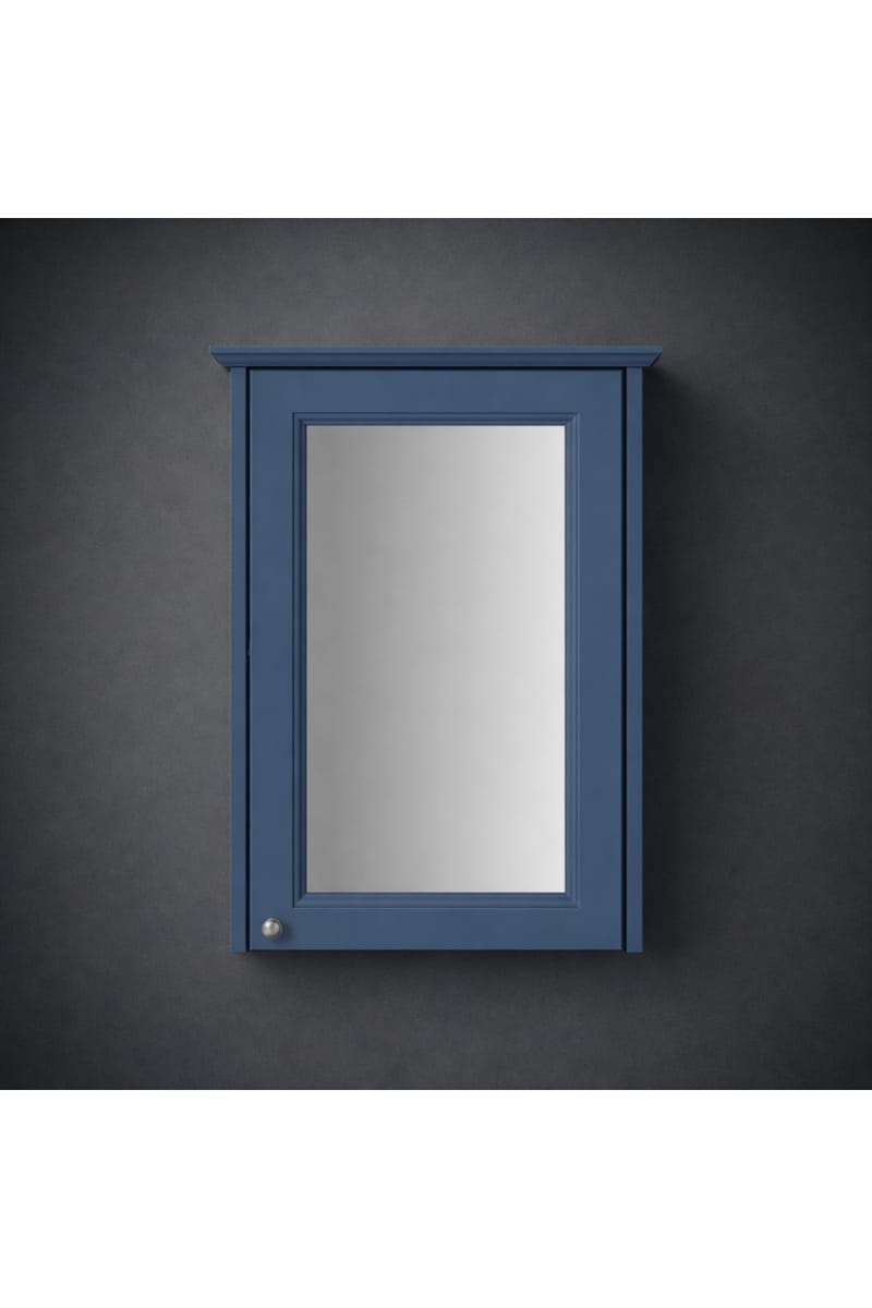 Luxury Maritime Blue Finish Single Door Mirror Wall Cabinet – 50 CM