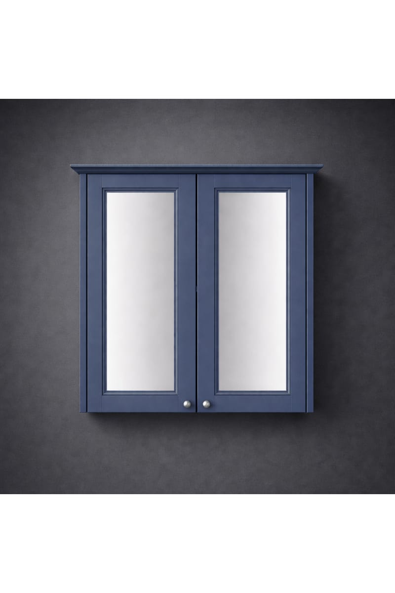Luxury Maritime Blue Finish Double Door Mirror Wall Cabinet – 64 CM