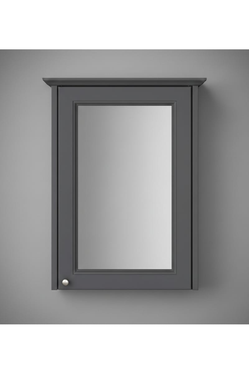 Luxury Graphite Finish Single Door Mirror Wall Cabinet – 50 CM