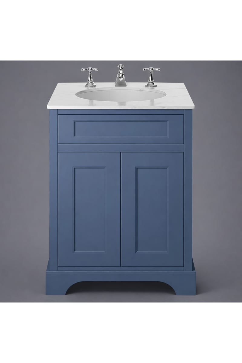 Luxury Freestanding Maritime Blue Finish Vanity Unit with Single Drawer and Double Door Cabinet – 60 CM