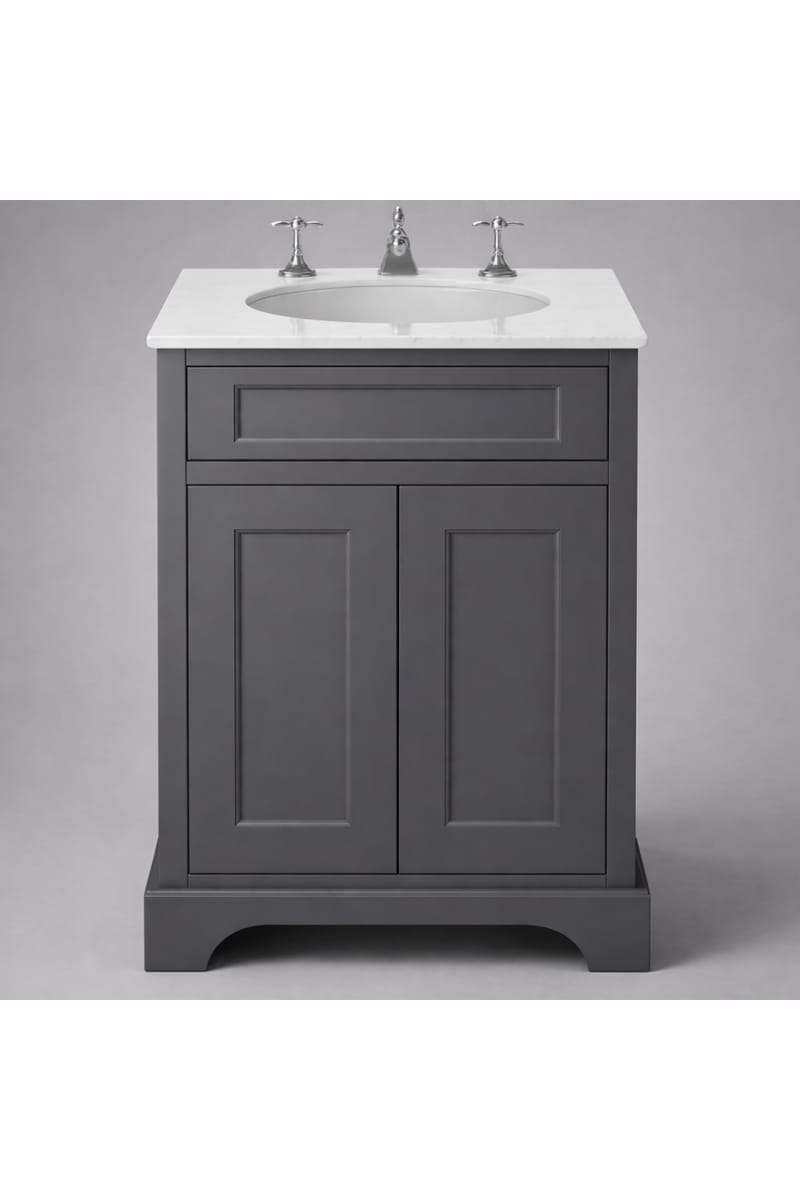 Luxury Freestanding Graphite Finish Vanity Unit with Single Drawer and Double Door Cabinet – 60 CM