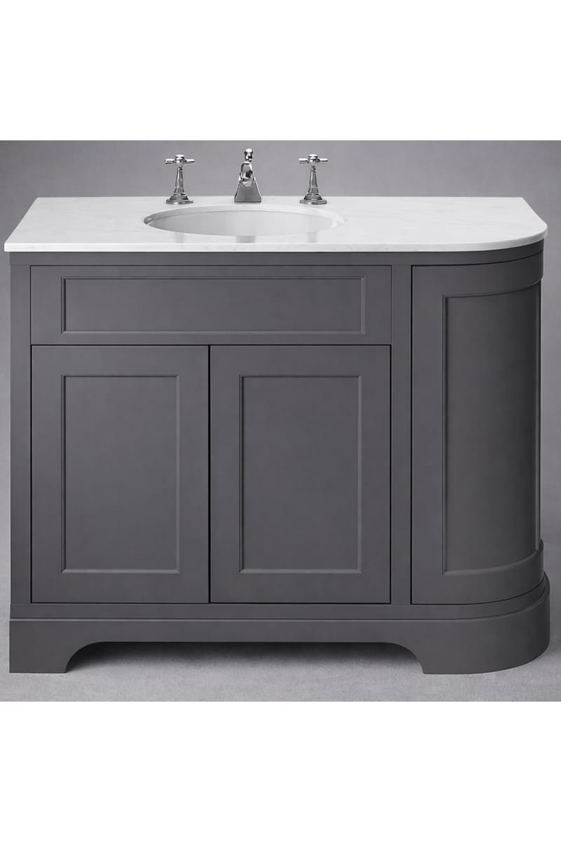Luxury Graphite Double Door Left Hand Curved Vanity with White Stone Top – 100 CM