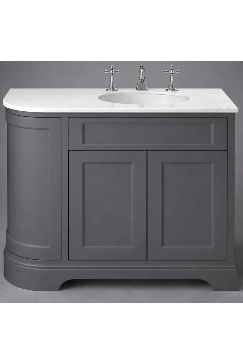 Luxury Graphite Finish Right Hand Curved Double Door Vanity Unit with White Stone Top – 100 CM