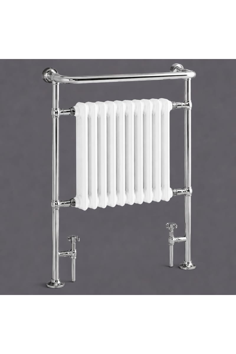 Luxury Stainless Steel Floor Mounted Heated Towel Rail in Chrome Plated Finish – 94 CM